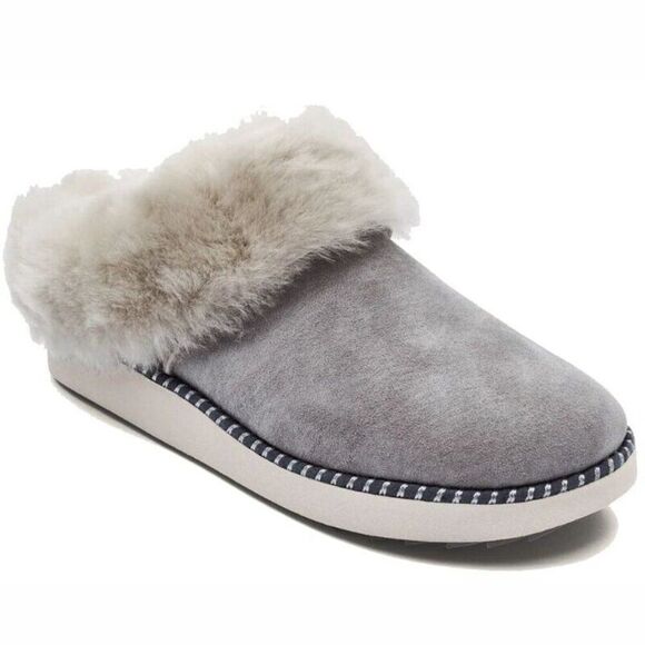 Olukai Ku'i Slipper Slip-on Shearling Slipper Womens 6 Fog Mist Gray NEW - Picture 1 of 5